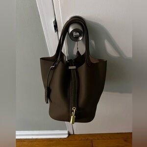 Chic Dark Grey Bucket Tote Bag